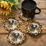 Sunflowers & Hen Braided Coaster Set-Lange General Store