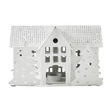Tealight Holder Metal Village House B Antique White-Lange General Store