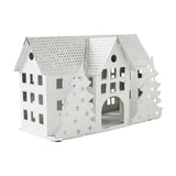Tealight Holder Metal Village House B Antique White-Lange General Store