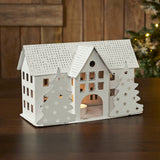 Tealight Holder Metal Village House B Antique White-Lange General Store
