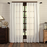 Tobacco Cloth Antique White Fringed Panel Curtains-Lange General Store