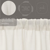 Templeton Tobacco Cloth Antique White Fringed Short Panel Curtains-Lange General Store