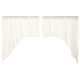 Templeton Tobacco Cloth Antique White Fringed Swag Curtains
