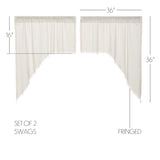 Templeton Tobacco Cloth Antique White Fringed Swag Curtains