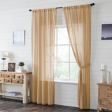 Templeton Tobacco Cloth Khaki Fringed Panel Curtains-Lange General Store