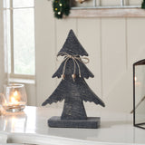 Three-Tiered Pine Distressed Dark Grey Wooden Tree-Lange General Store