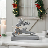 Through the Snow Distressed Grey Wooden Reindeer-Lange General Store