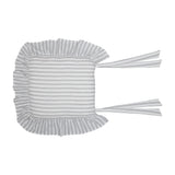 Timeless Ticking Gray Ruffled Chair Pad-Lange General Store