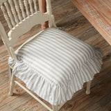 Timeless Ticking Gray Ruffled Chair Pad-Lange General Store
