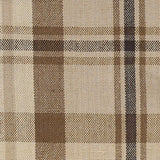 Close-up of Tinderbox Brown Plaid Cloth Napkin fabric showing woven 100% cotton texture in tinderbox brown, oatmeal and espresso plaid weave detail