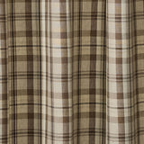 Close-up of Tinderbox Brown Plaid fabric showing brown, oatmeal and espresso plaid weave texture and cotton material detail