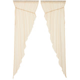 Tobacco Cloth Natural Fringed Long Prairie Curtains-Lange General Store