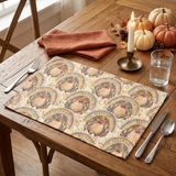 Single Tom Turkey placemat in a Thanksgiving place setting