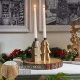 Tree Natural Wooden Taper Candle Holder Set of 2-Lange General Store