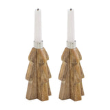 Tree Natural Wooden Taper Candle Holder Set of 2-Lange General Store