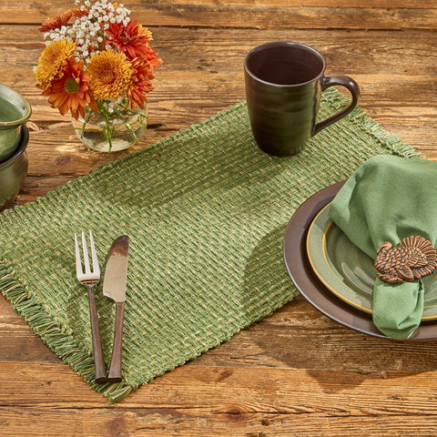 Tweed Sage Loden Green Placemats Set of 4