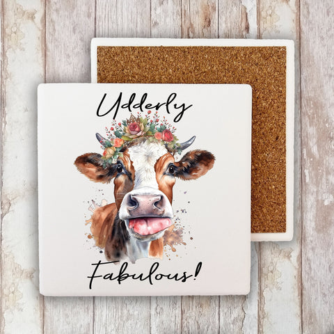 Udderly Fabulous Cow Farmhouse Stone Coaster-Lange General Store