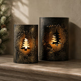 Votive Candle Holder Christmas Tree Wreath Set of 2
