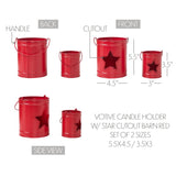 Votive Candle Holder w/Star Cutout Barn Red Set of 2-Lange General Store