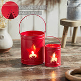 Votive Candle Holder w/Star Cutout Barn Red Set of 2-Lange General Store