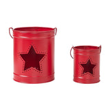 Votive Candle Holder w/Star Cutout Barn Red Set of 2-Lange General Store