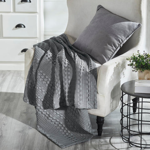 Waffle Weave Dark Gray Throw-Lange General Store