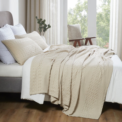 Waffle Weave Natural Blanket-Lange General Store