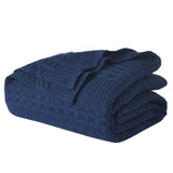 Waffle Weave Navy Blue Blanket-Lange General Store