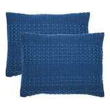 Waffle Weave Navy Blue Sham Set of 2-Lange General Store