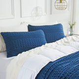 Waffle Weave Navy Blue Sham Set of 2-Lange General Store