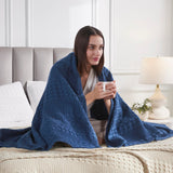 Waffle Weave Navy Blue Throw-Lange General Store