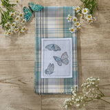 Water Blue Plaid Butterfly Dishtowel-Lange General Store