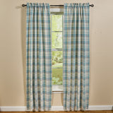 Water Blue Plaid Lined Long Panel Curtains-Lange General Store