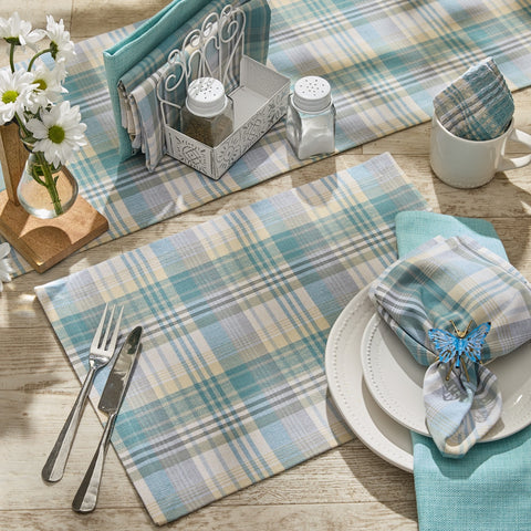 Water Blue Plaid Placemats-Lange General Store