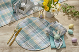 Water Blue Plaid Round Quilted Placemats-Lange General Store