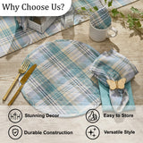 Water Blue Plaid Round Quilted Placemats-Lange General Store