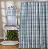 Water Blue Plaid Shower Curtain-Lange General Store