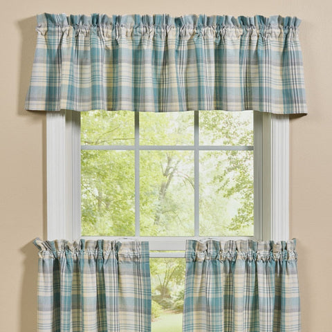 Water Blue Plaid Valance-Lange General Store
