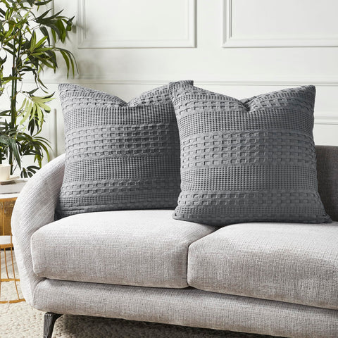 Waffle Weave Dark Gray Euro Sham Set of 2-Lange General Store