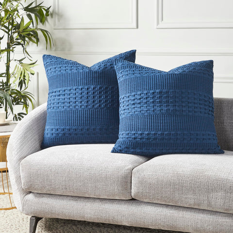 Waffle Weave Navy Blue Pillow Cover Set of 2-Lange General Store