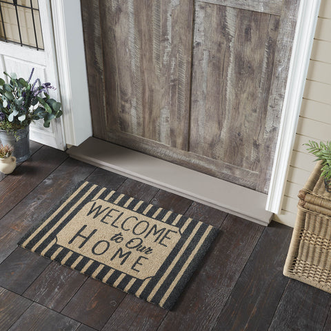 Welcome To Our Home Grey Stripes Door Mats-Lange General Store