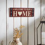 Welcome To Our Home w/White Stars On Blue Stripes Wall Sign-Lange General Store