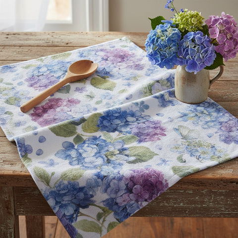 Whispers of Blue Floral Terry Towel-Lange General Store