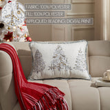 White Christmas Silver Gold Embroidered Pillow-Lange General Store