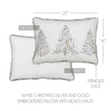 White Christmas Silver Gold Embroidered Pillow-Lange General Store