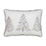 White Christmas Silver Gold Embroidered Pillow-Lange General Store