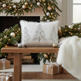 White Christmas Silver Gold Embroidered Pillow-Lange General Store