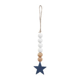 White & Natural Beads Blue Star Ornament-Lange General Store