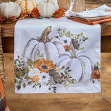 White Pumpkins And Poppies Fall Table Runners