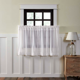 White Ruffled Sheer Tier Curtains 36"-Lange General Store